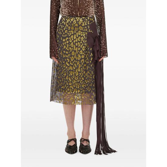 26SS 살바토레 페라가모 롱 스커트 13I351 0793479 BEIES BROWN YELLOW - SALVATORE FERRAGAMO