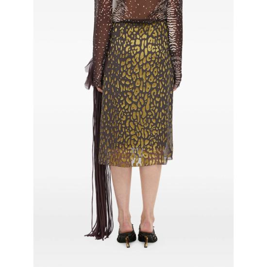 26SS 살바토레 페라가모 롱 스커트 13I351 0793479 BEIES BROWN YELLOW - SALVATORE FERRAGAMO