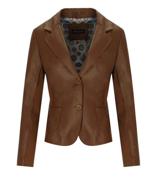 26SS MYSKIN 가죽 자켓 MY2040 40 Brown