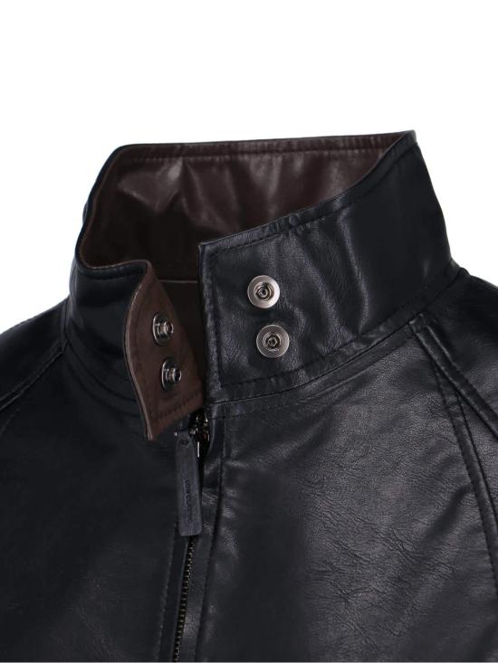  로우클래식 가죽 자켓 로우컷 클래식 스탠드 칼라 재킷 블랙 - LOW CLASSIC