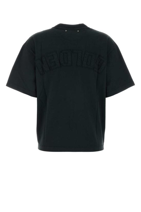  골든구스 반팔 티셔츠 골든 구스 미드나잇 블루 코튼 티셔츠 워싱 블랙 - GOLDEN GOOSE