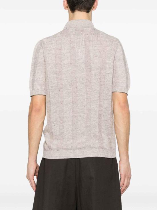 26SS 브루넬로 쿠치넬리 와이드 립 코튼 리넨니트 폴로셔츠 M2L707815CAY04 Beige - BRUNELLO CUCINELLI