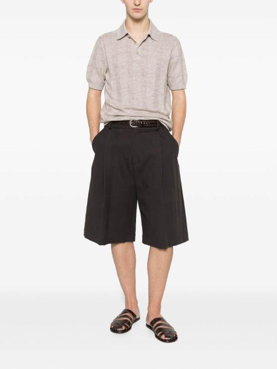 26SS 브루넬로 쿠치넬리 와이드 립 코튼 리넨니트 폴로셔츠 M2L707815CAY04 Beige - BRUNELLO CUCINELLI