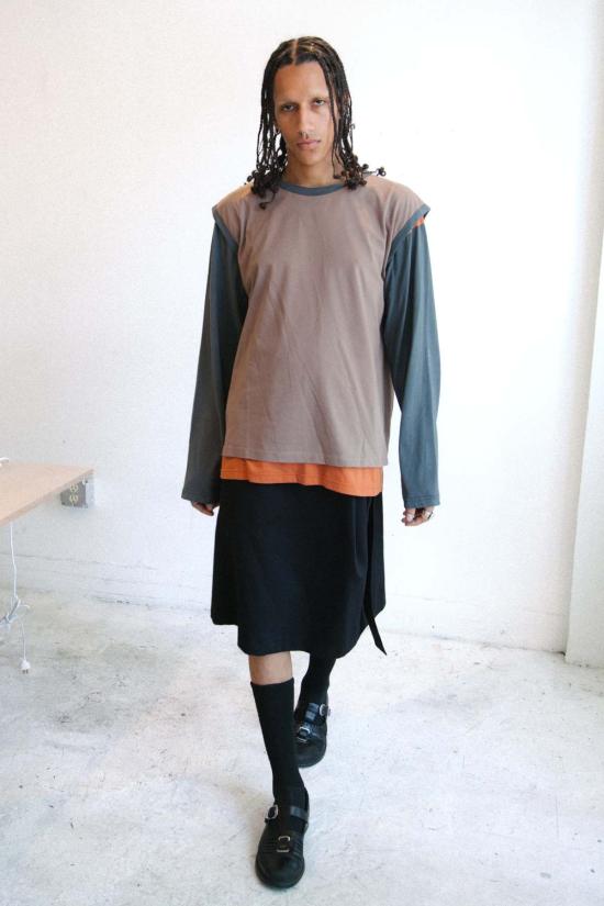  LOVETHANKS 미디 스커트 러브땡스 버튼 랩 - OTHER BRANDS