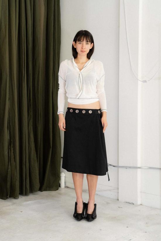  LOVETHANKS 미디 스커트 러브땡스 버튼 랩 - OTHER BRANDS