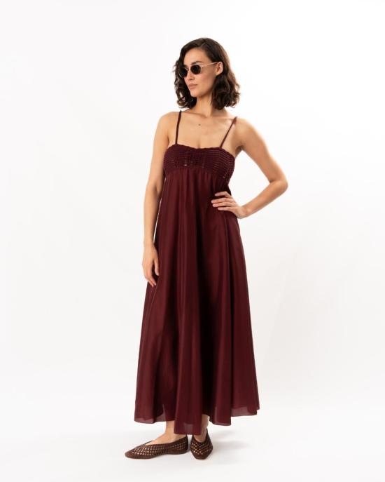  포르테포르테 롱 원피스 Forte Forte 하보타이 실크 크로셰 드레스 루비 - FORTE FORTE