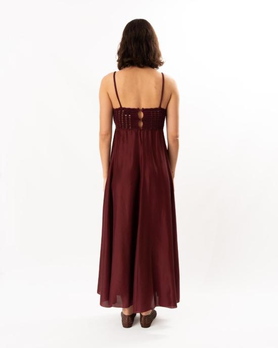  포르테포르테 롱 원피스 Forte Forte 하보타이 실크 크로셰 드레스 루비 - FORTE FORTE