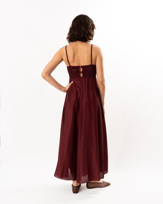  포르테포르테 롱 원피스 Forte Forte 하보타이 실크 크로셰 드레스 루비 - FORTE FORTE