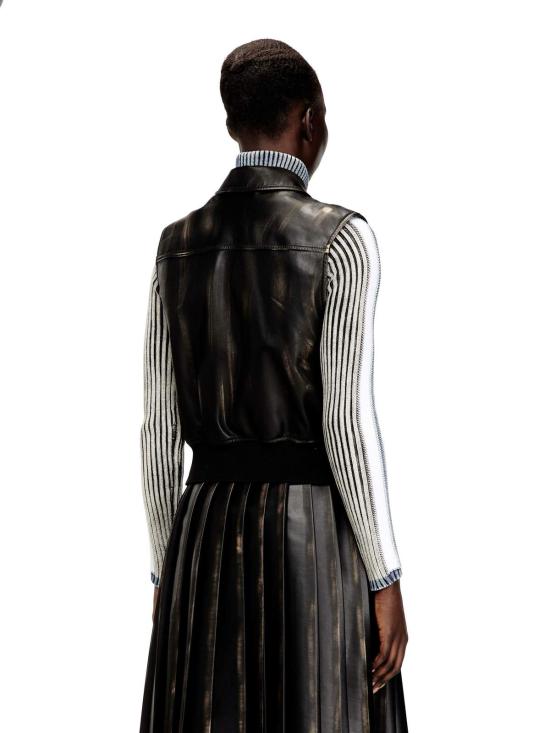  디젤 가죽 자켓 G 인코 인조 가죽 슬리브리스 재킷 블랙 - DIESEL