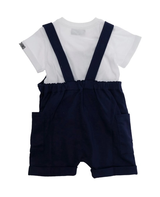 26SS [키즈] 모스키노 캐주얼 세트 MUG01TLCA19 83240 White blue navy - MOSCHINO