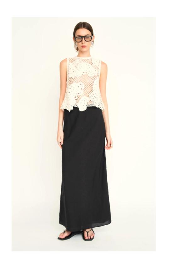  머스 민소매 티셔츠 Mirth Santanyi 크로셰 플로럴 탱크 크림 - MIRTH