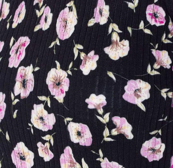  트윈셋 반팔 티셔츠 플로럴 프린트 티셔츠 블랙 - TWINSET