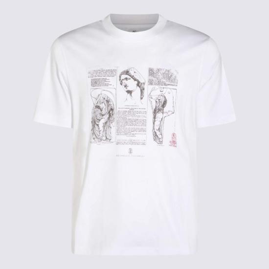  브루넬로 쿠치넬리 반팔 티셔츠 면 티셔츠 화이트