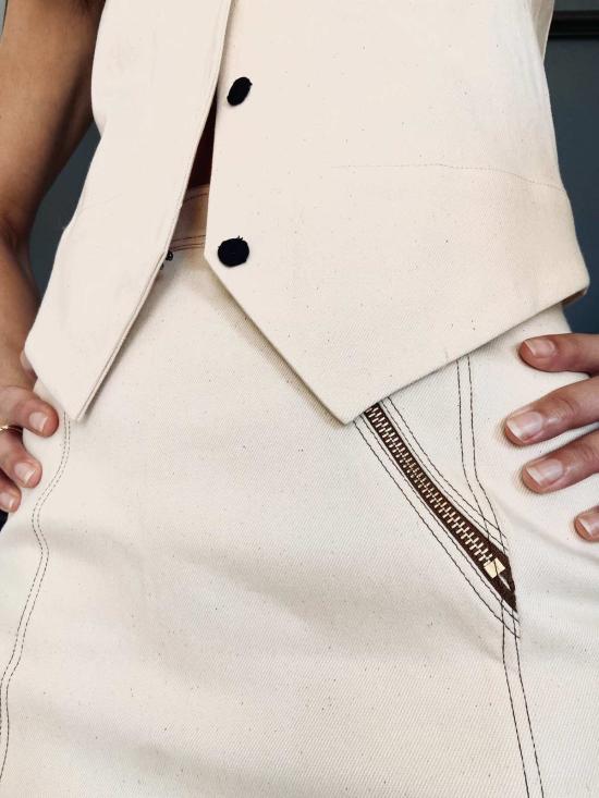  예세이트 미디 스커트 예삿 페키르 스커트 인디고/바닐라/차콜/썬키스 인디고 - YESAET