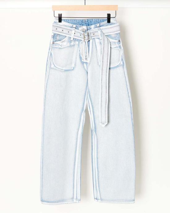  아크네 스튜디오 데님 팬츠 (벨트 포함, 블루/화이트)
