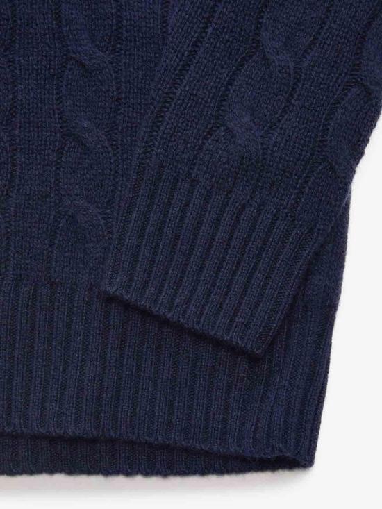25FW 폴로 랄프로렌 포니 로고 자수 케이블 니트 v넥 스웨터 211971866003 Dark Blue - POLO RALPH LAUREN