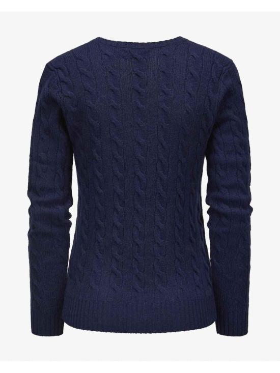 25FW 폴로 랄프로렌 포니 로고 자수 케이블 니트 v넥 스웨터 211971866003 Dark Blue - POLO RALPH LAUREN