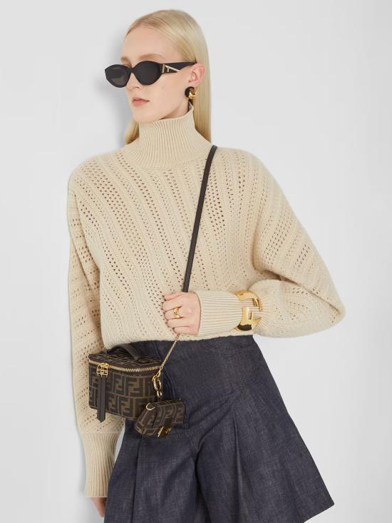 26SS 펜디 배니티 FF 자카드 패브릭 미니백 8BS108AFPM F1GL7 Brown - FENDI