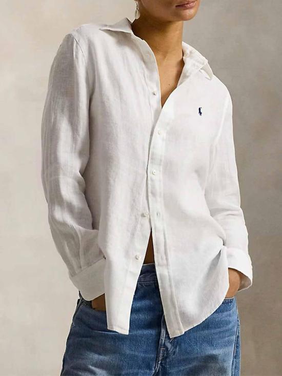 26SS 폴로 랄프로렌 포니 자수 리넨 셔츠 (211970730009) 211970730518 White - POLO RALPH LAUREN