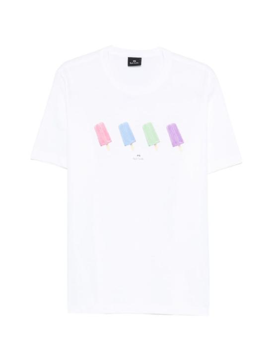 폴 스미스 탑 프린트 코튼 티셔츠 화이트