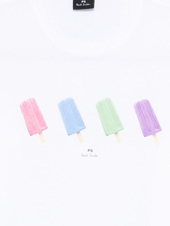  폴 스미스 탑 프린트 코튼 티셔츠 화이트 - PAUL SMITH