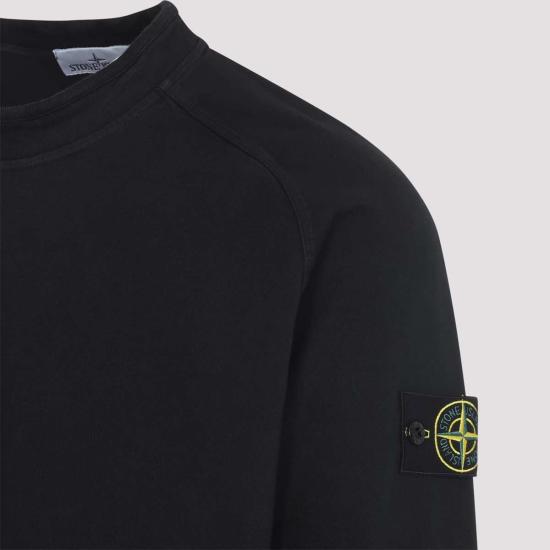  스톤 아일랜드 긴팔 티셔츠 코튼 스웨트셔츠 블랙 - STONE ISLAND