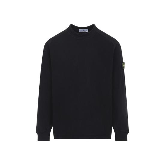  스톤 아일랜드 긴팔 티셔츠 코튼 스웨트셔츠 블랙 - STONE ISLAND