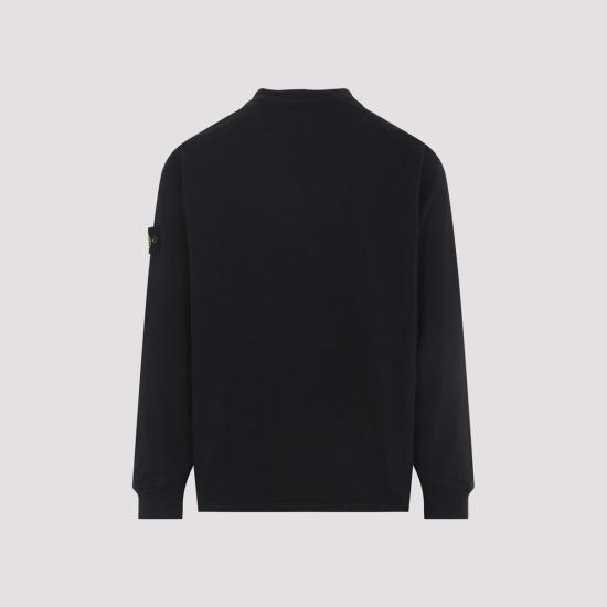  스톤 아일랜드 긴팔 티셔츠 코튼 스웨트셔츠 블랙 - STONE ISLAND