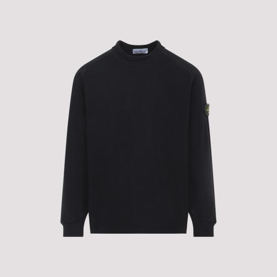  스톤 아일랜드 긴팔 티셔츠 코튼 스웨트셔츠 블랙 - STONE ISLAND