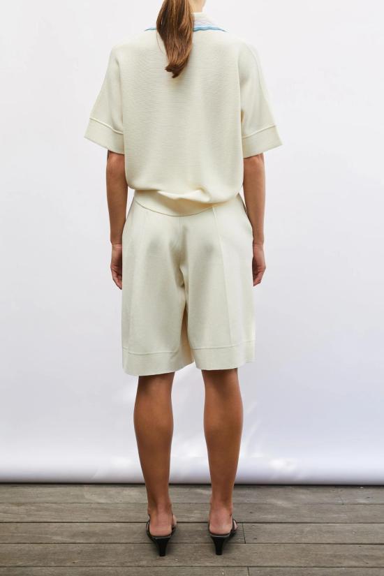  몰리 반팔 티셔츠 Molli Duc 릭랙 엣지 칼라 폴로 탑 내추럴/멀티 - MOLLI