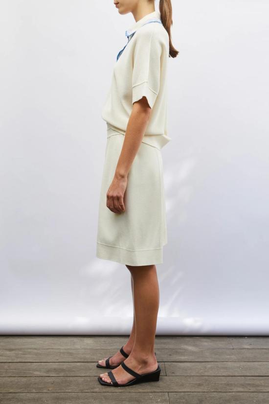  몰리 반팔 티셔츠 Molli Duc 릭랙 엣지 칼라 폴로 탑 내추럴/멀티 - MOLLI