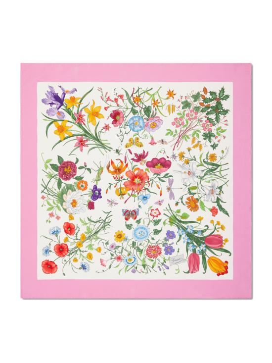 26SS 구찌 프린티드 플로라 실크 트윌 까레 8210613G001 9072 MultiColour