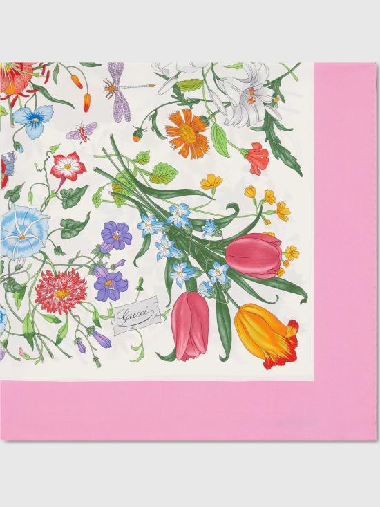 26SS 구찌 프린티드 플로라 실크 트윌 까레 8210613G001 9072 MultiColour - GUCCI