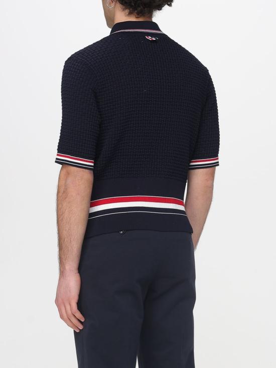 26SS 톰브라운 플로트 리플 스티치 RWB 스트라이프 폴로 MKP155A Y3009 415 NAVY DOM - THOM BROWNE