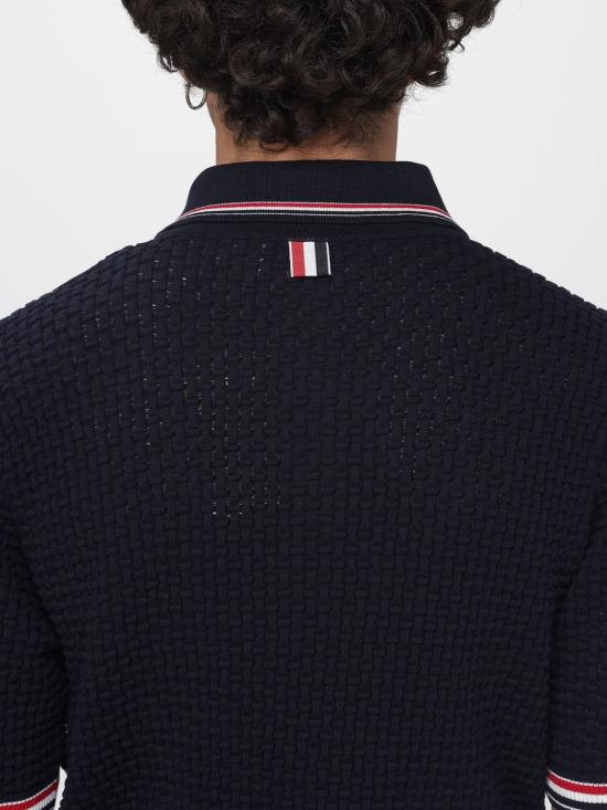 26SS 톰브라운 플로트 리플 스티치 RWB 스트라이프 폴로 MKP155A Y3009 415 NAVY DOM - THOM BROWNE