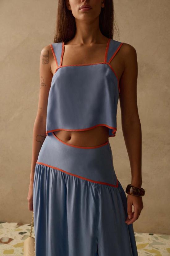  산시아 블라우스 잘리 탑 - SANCIA