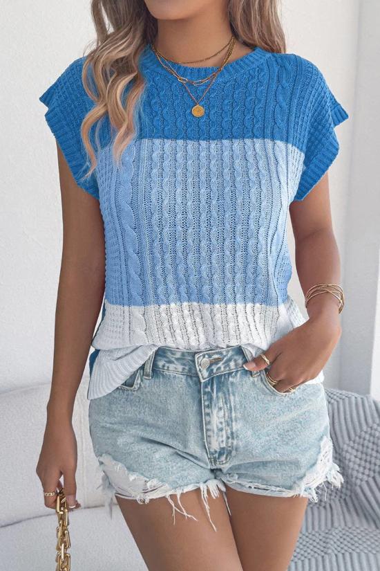  더 컬렉티브 파크 시티 베스트 더 콜렉티브 파크 시티 슬리브리스 컬러블록 니트 스웨터  블루