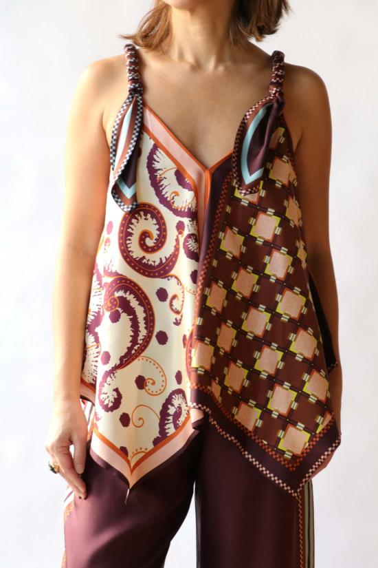  알레메 블라우스 윌슨 실크 탑 멀티