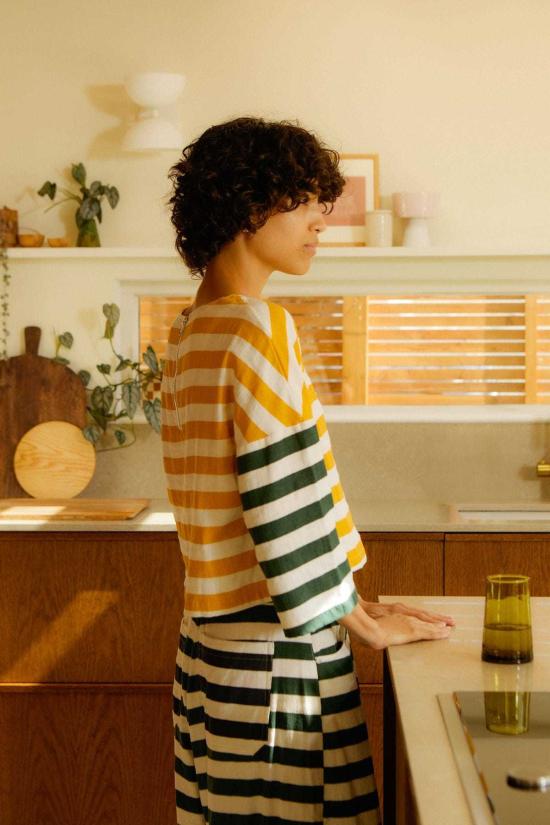  LF 마키 블라우스 L.F.Markey Carr 탑 패치워크 스트라이프 - L.F.MARKEY