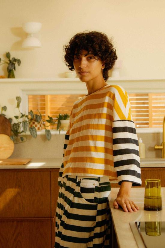  LF 마키 블라우스 L.F.Markey Carr 탑 패치워크 스트라이프