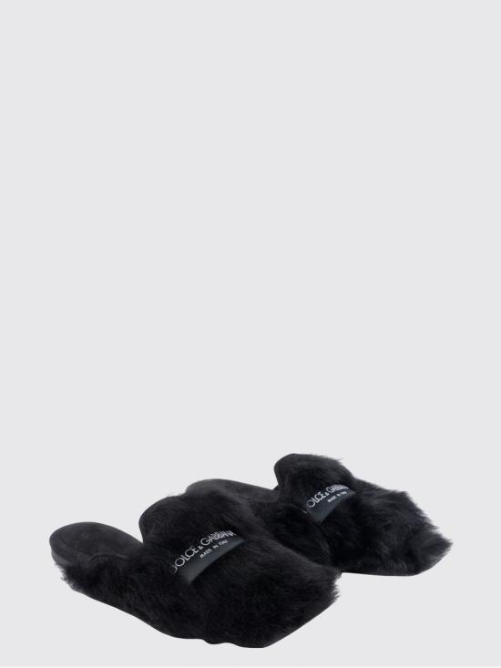26SS 돌체앤가바나 시어링 스웨이드 슬리퍼 CI0224A9Y93 80999 Black - DOLCE & GABBANA