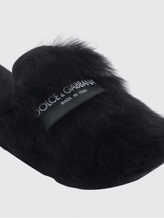 26SS 돌체앤가바나 시어링 스웨이드 슬리퍼 CI0224A9Y93 80999 Black - DOLCE & GABBANA