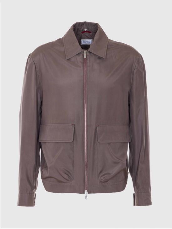 26SS 브루넬로 쿠치넬리 언라인드 멤브레인 실크 블루종 MZ4216570 C1228 Beige - BRUNELLO CUCINELLI