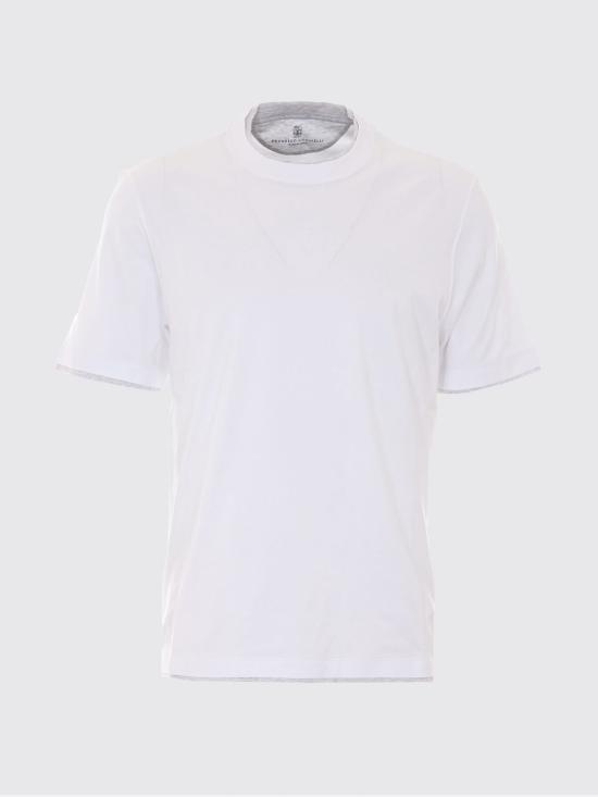 26SS 브루넬로 쿠치넬리 자수 로고 티셔츠 M0B137427 CW787 White - BRUNELLO CUCINELLI