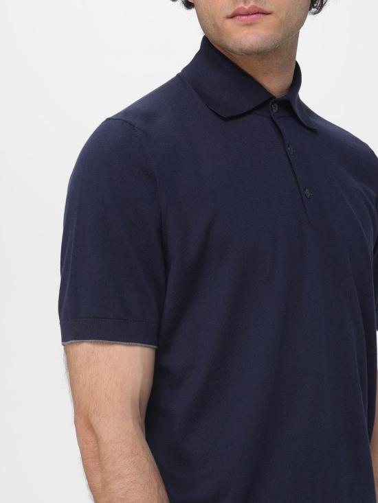 26SS 브루넬로 쿠치넬리 폴로 티셔츠 M29800125 CW425 Blue 1 - BRUNELLO CUCINELLI