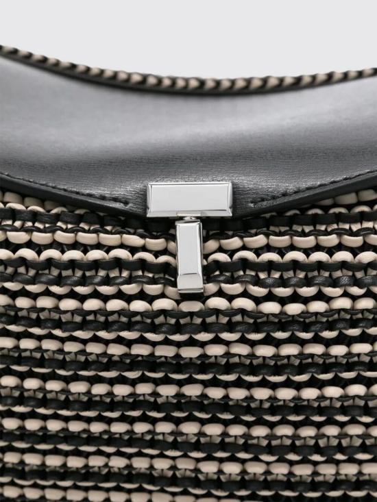 26SS 토템 T락 우븐 레더 탑핸들백 252WAL961LE0134 208 Black - TOTEME