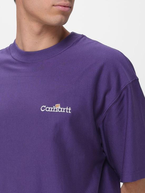 26SS 칼하트 WIP 숏슬리브 라벨 티셔츠 I036180 3IIXX Violet - CARHARTT WIP