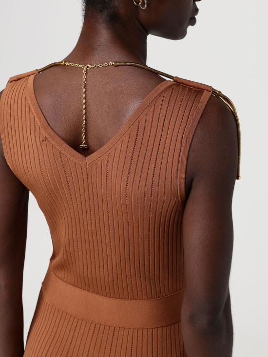 26SS 엘리자베타프랜치 롱 원피스 AM18S61E2 600 Brown - ELISABETTA FRANCHI