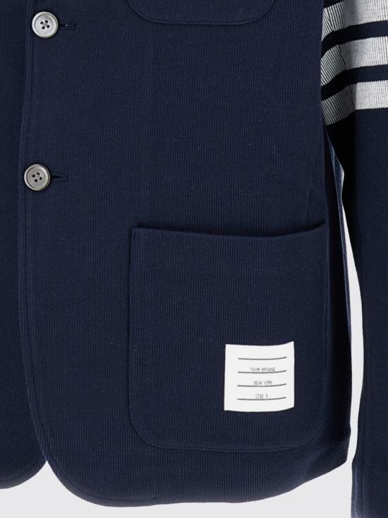 26SS 톰브라운 더블 페이스 니트 4바 색 재킷 MJT575A07545 415 Blue - THOM BROWNE