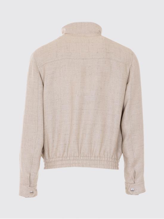 26SS 브루넬로 쿠치넬리 스탠드 칼라 실크, 리넨, 울 블렌디드 홉색 블루종 MZ4036580 C042 Beige - BRUNELLO CUCINELLI